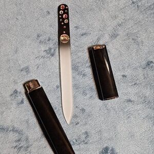🆕5.5" Mont Bleu Czech Black Crystal Nail File w/Swarovski Crystal & Hard …